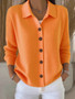 Knitted Solid Button Cardigan