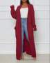 V-Neck Long Sleeve Lace Longline Cardigan