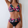 High Waist Floral Bandage Bikini Set