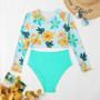 High Waist Long Sleeve Ruffle Floral Tankini Set