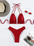 High Waist Push Up Halter Bikini Set
