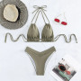 High Waist Push Up Halter Bikini Set