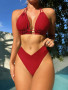 High Waist Push Up Halter Bikini Set