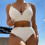 High Waist Push Up Mini Ribbed Bikini Set