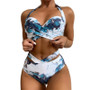 High Waist Push Up Ruched Halter Bikini Set
