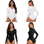 V-Neck Lace Ruched Bodycon Bodysuit
