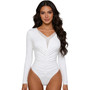V-Neck Lace Ruched Bodycon Bodysuit