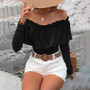 Off Shoulder Long Sleeve Lace Blouse