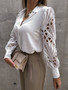 V-Neck Long Sleeve Chiffon Tunic Blouse