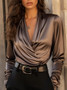 V-Neck Satin Lace Blouse