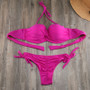 Low Waist Push Up Lace Ruched Bikini Set