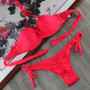 Low Waist Push Up Lace Ruched Bikini Set