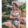 High Waist Lace Floral Halter Bikini Set