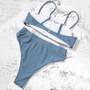 High Waist Push Up Solid Bikini Set