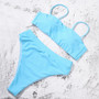 High Waist Push Up Solid Bikini Set
