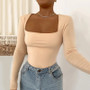 Square Neck Long Sleeve Bodysuit