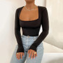 Square Neck Long Sleeve Bodysuit