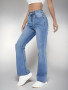 Washed High-Waist Bootcut Jeans