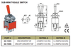 Sub Mini On/On DPDT Toggle Switch 6P 3A 125VAC - P/N CES-66-1005