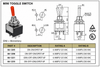 Mini Toggle Switch On/On DPDT 6P 6A 125VAC - P/N CES-66-1205