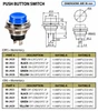 BLUE - Push Button Switch On/Off SPST 2P 4A 125VAC - P/N CES-66-2425