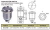 Push Button Switch Off/On SPST 2P/IP66 4A 125VAC - P/N CES-66-2438