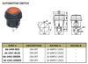 RED - Push Button Automotive Switch On/Off 20A/12VDC - CES-66-2490