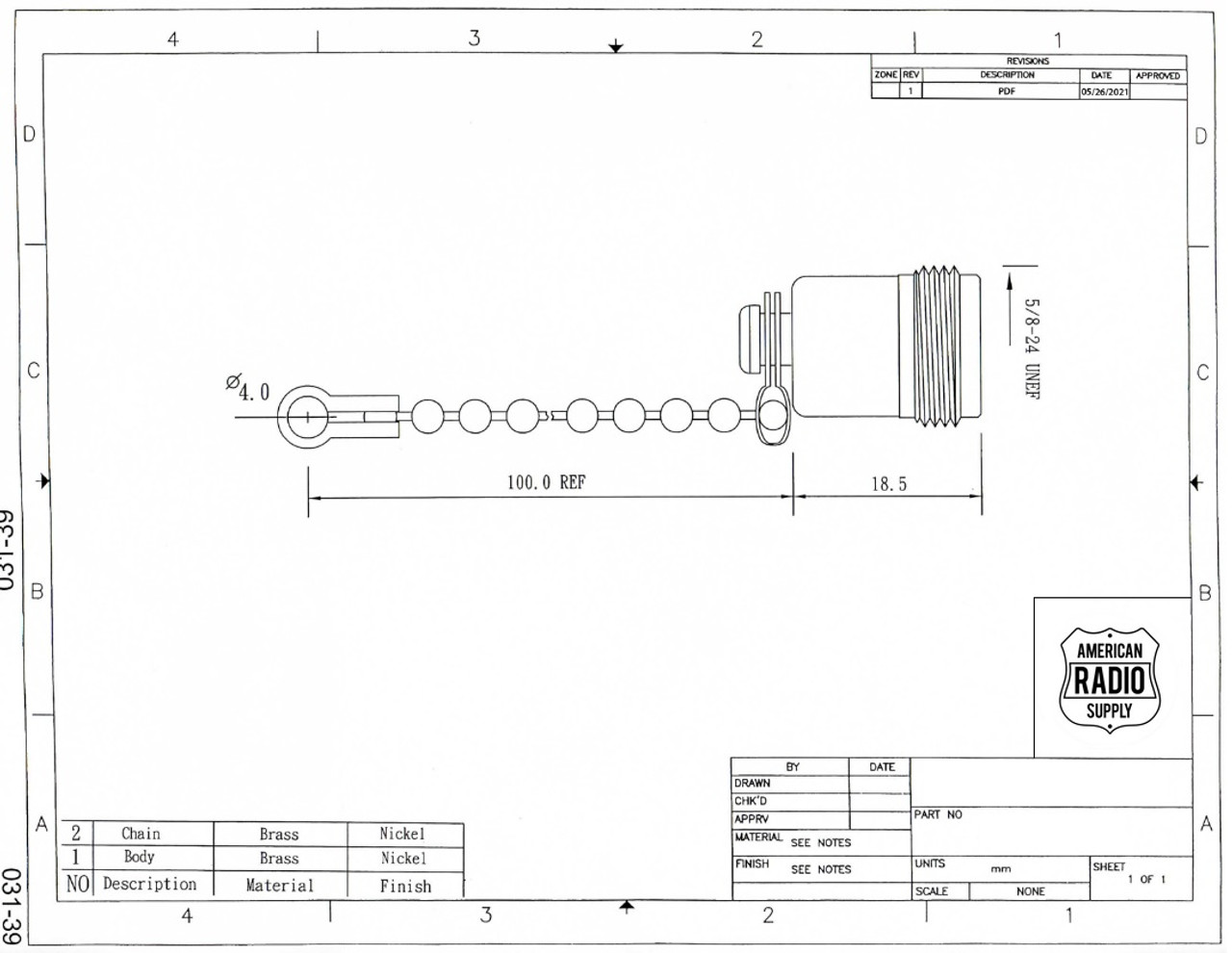 Type N Dust Cap Cover for N Male Plug Coaxial Connector