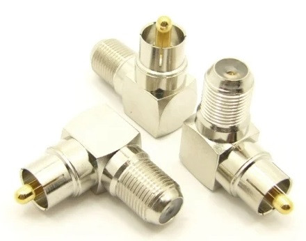 RCA-Male to F-Female Right Angle Elbow Coaxial Adapter Connector