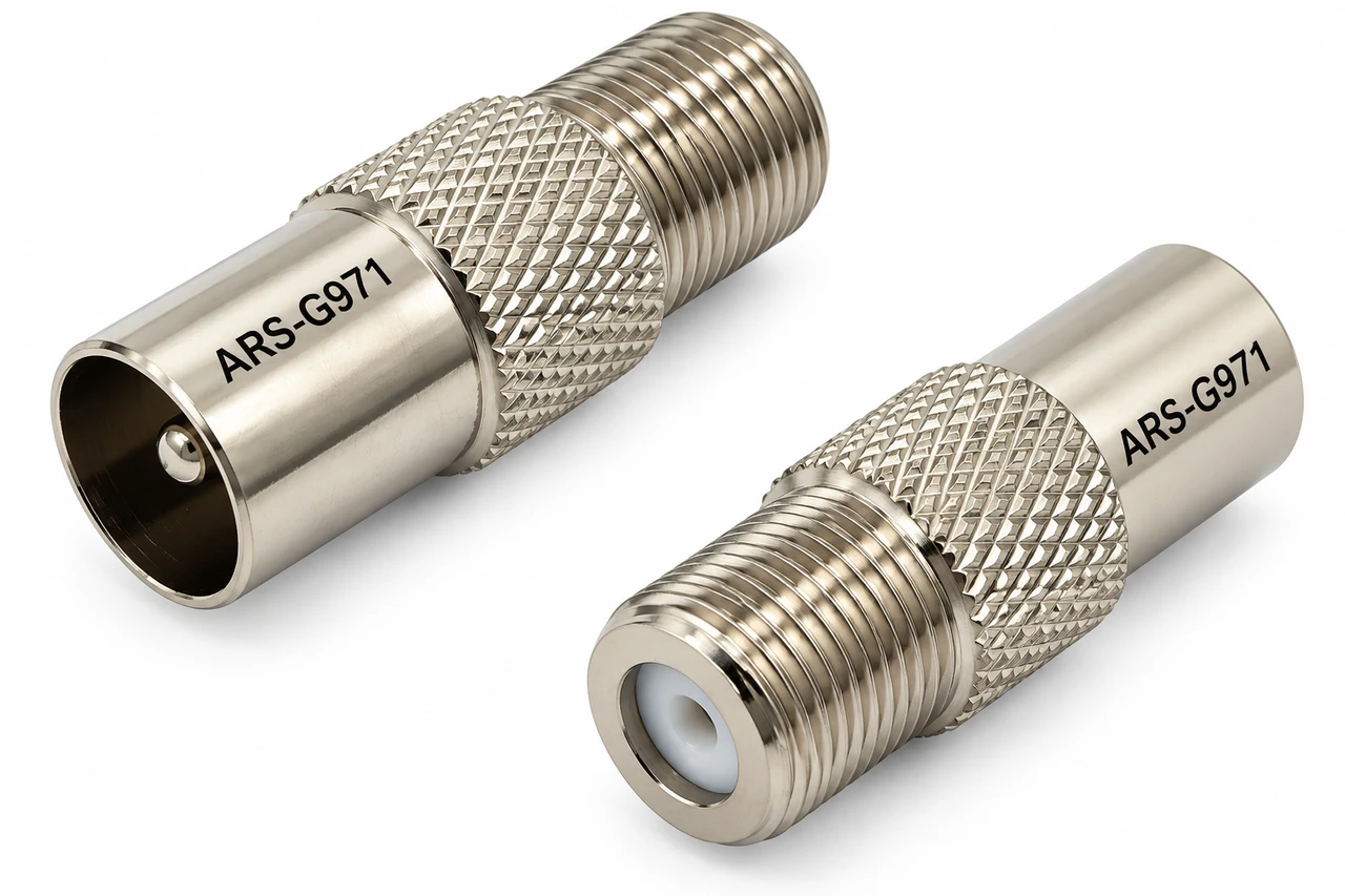 PAL Male Plug to Type F Female Coaxial Connector Adapter - ARS-G971