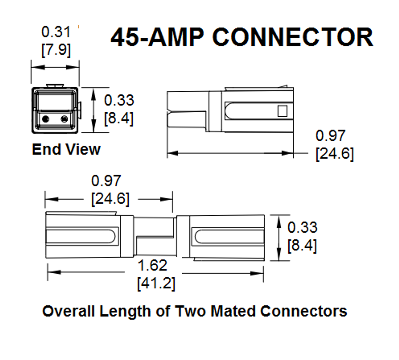 45 Amp Red/Black DC Pwr Plug Connector Set 45A - APP-45RB
