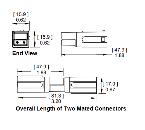 75 Amp Red/Black DC Pwr Plug Connector Set 75A - APP-75RB