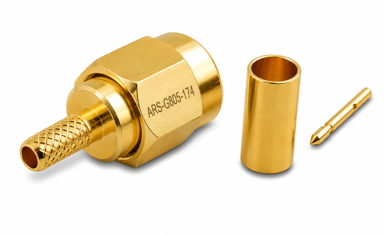 SMA Gold Plated Straight Crimp Male Plug For RG-316 RG-174