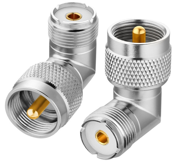 UHF M/F Right Angle Elbow Coaxial Adapter SO-239 PL-259 Silver Plated