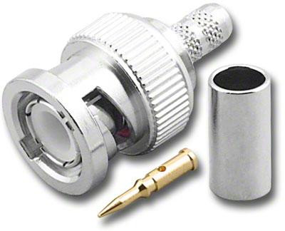 BNC-Male Dual Crimp Plug Coaxial Connector for Belden 8218 (BNC