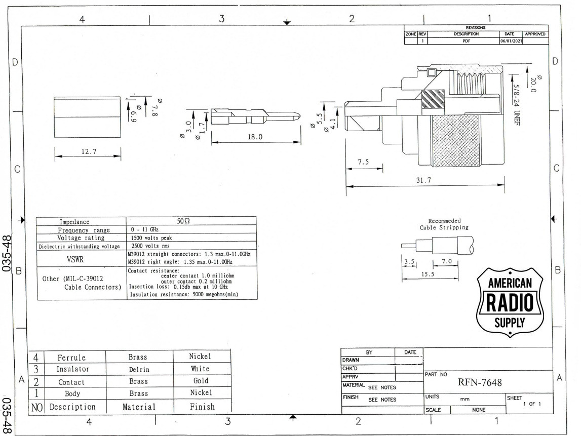 LMR240 & RG8X - Type N-Male Plug Coaxial Crimp End Connector - RFN-7648