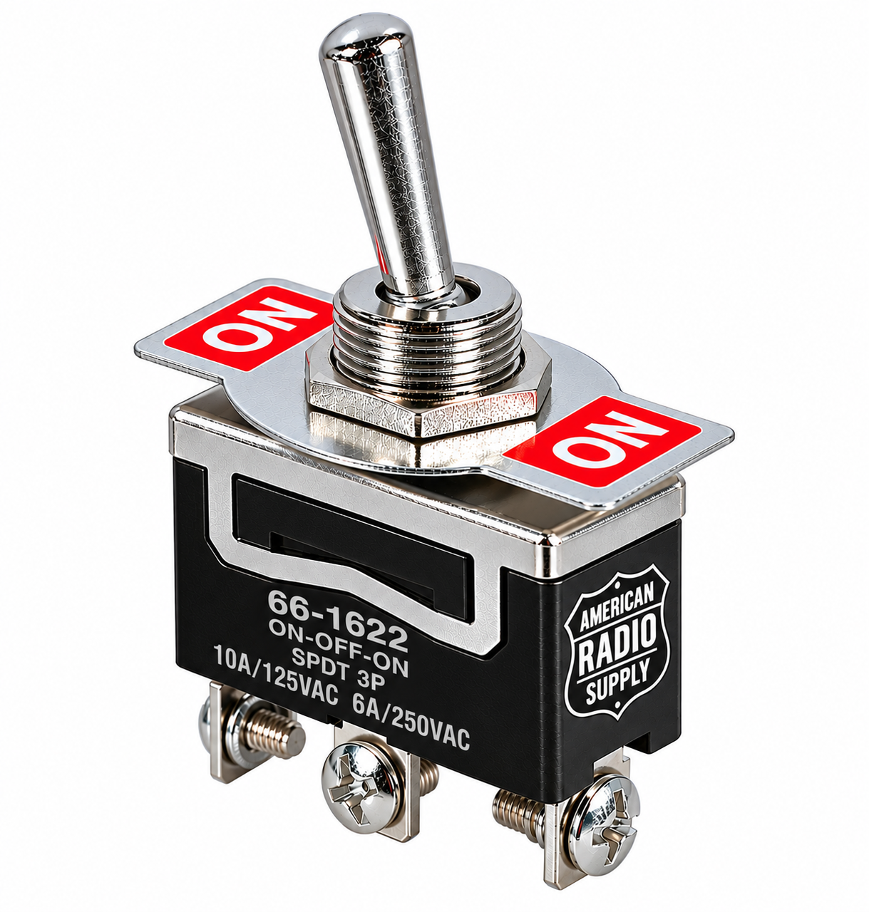 Medium Duty Toggle Switch On/Off/On SPDT 3P 10A 125VAC - 66-1622