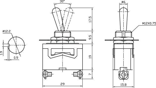 Pontaページ Heavy Duty Toggle Switch On/Off SPST 2P 20A 125VAC - P/N CES-66-1801