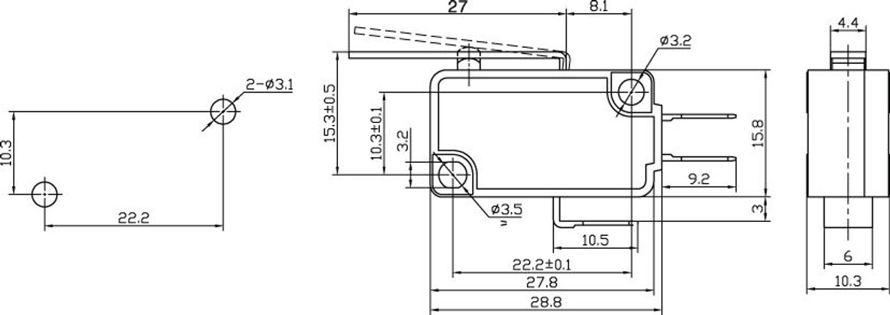 Standard Micro Switch On-(On)/NO/NC 3P 10A 125VAC - P/N CES-66-4001