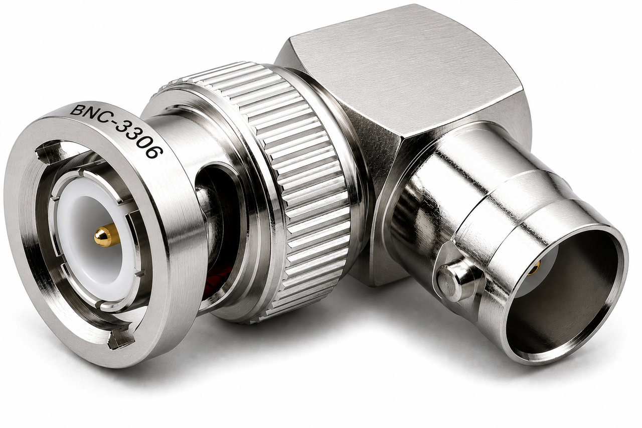 BNC M-F Right Angle Elbow Coaxial Adapter