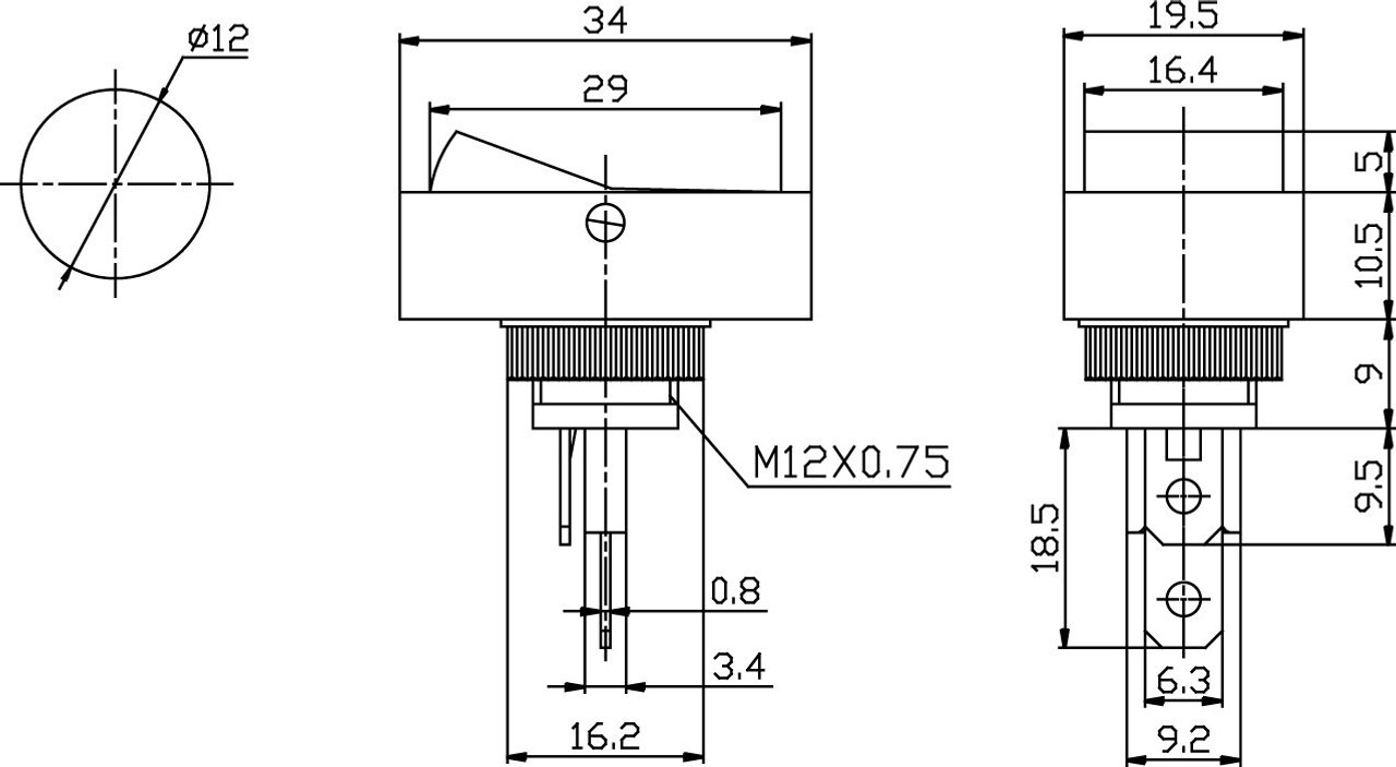 Automotive Switch On/Off SPST 2P 20A/12VDC - CES-66-2276