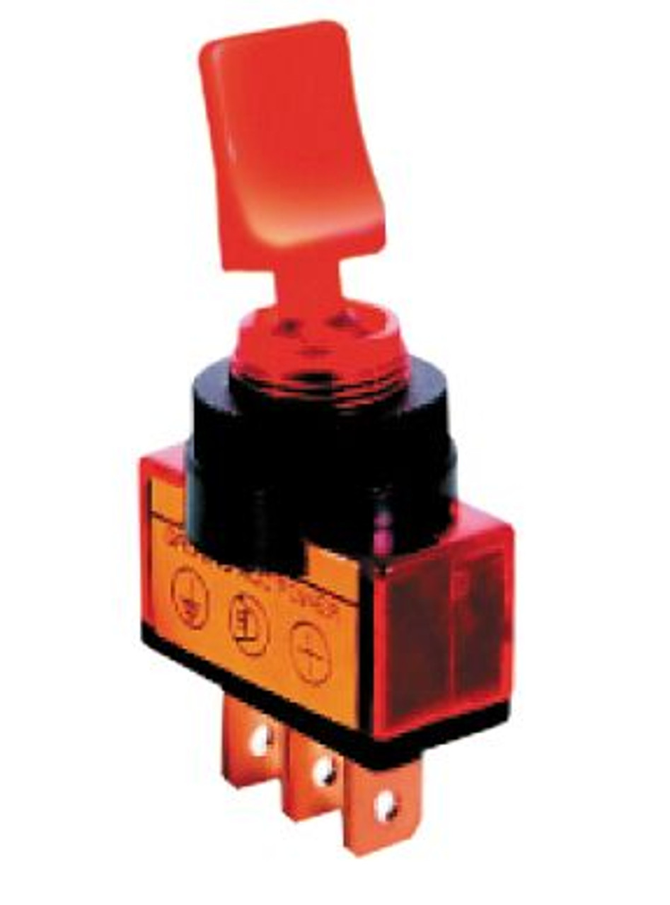 RED - Lighted Automotive Switch On/Off SPST 3P 20A/12VDC - CES-66-2038