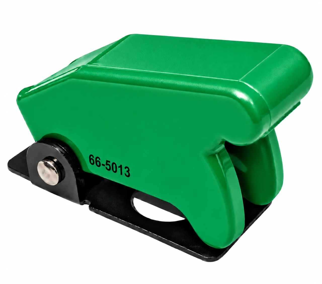 66-5013 - Green Aircraft-Style Toggle Switch Safety Cover Spring-Loaded