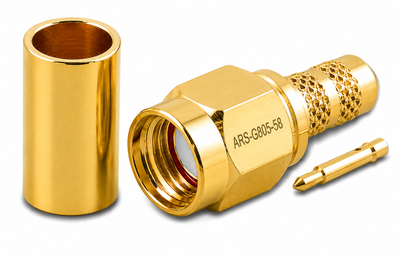 SMA Straight Crimp Male Plug For RG-58 and LMR195