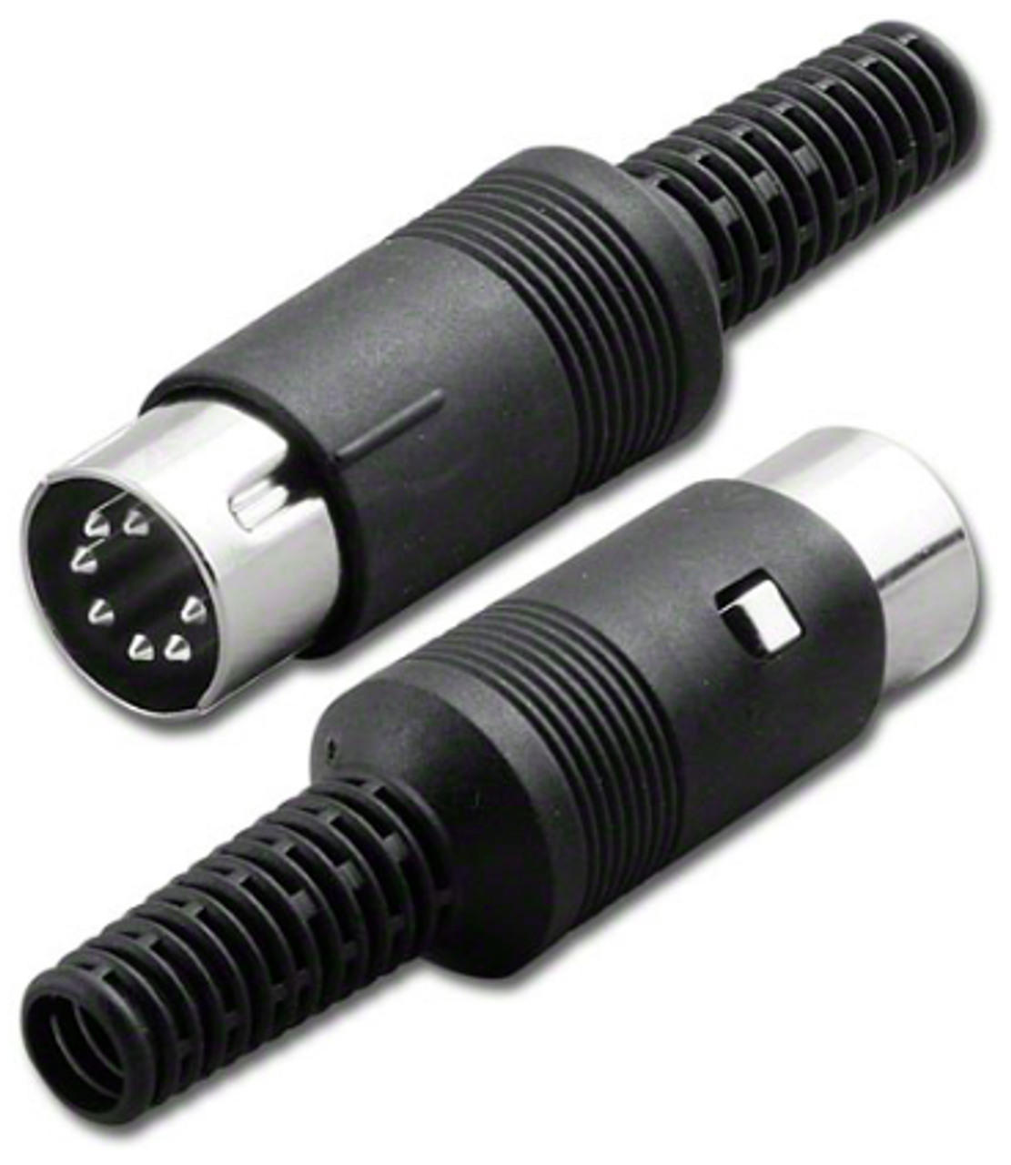 4-Pin - Standard DIN Plug Connector with Black Plastic Shell Jacket