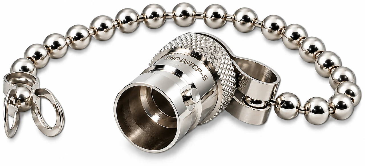 BNC Female Jack Dust Cover Protective Cap Retaining Chain - BNC-DSTCP-S