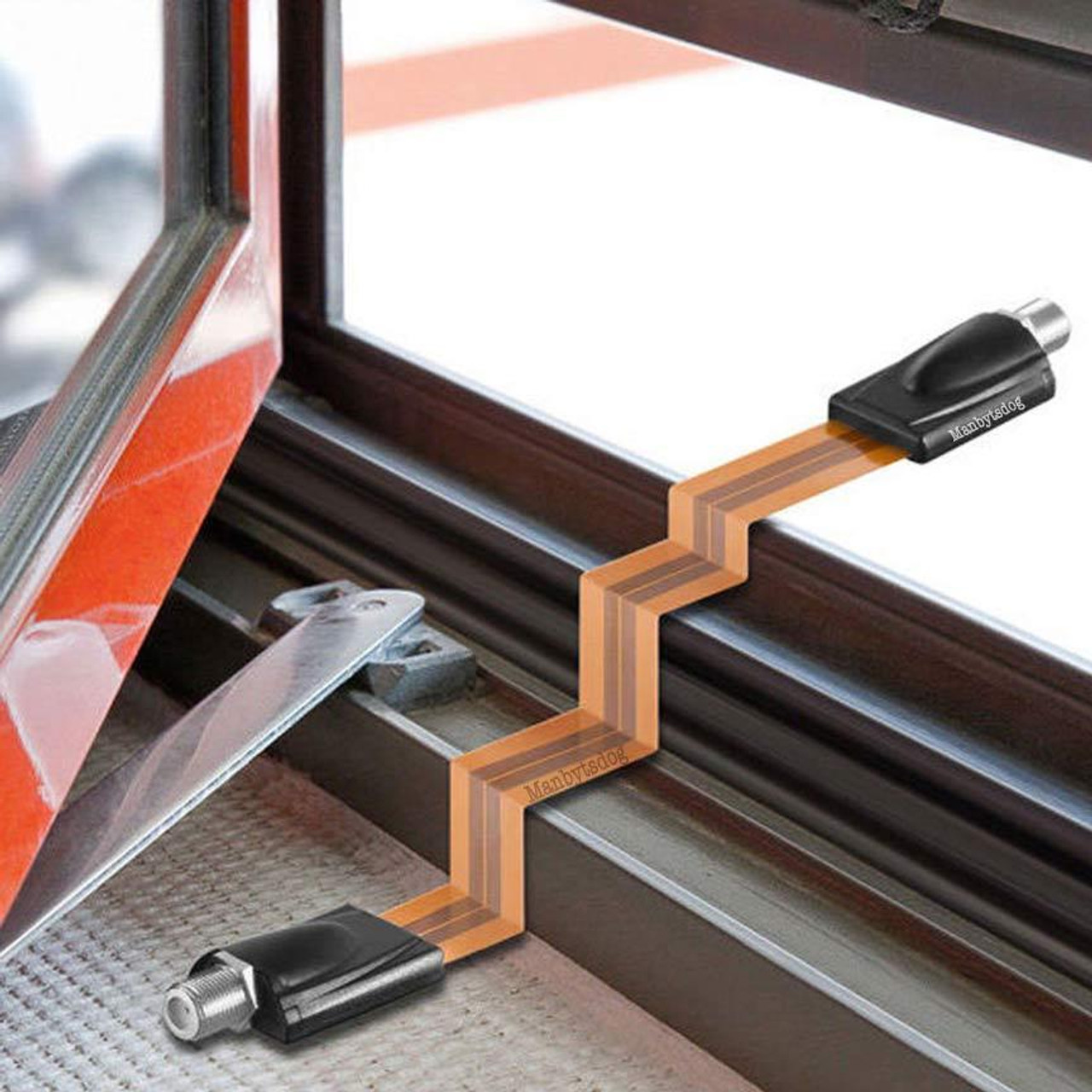 Flat Window Feed-Through Flexible RG-6 Coaxial Cable
