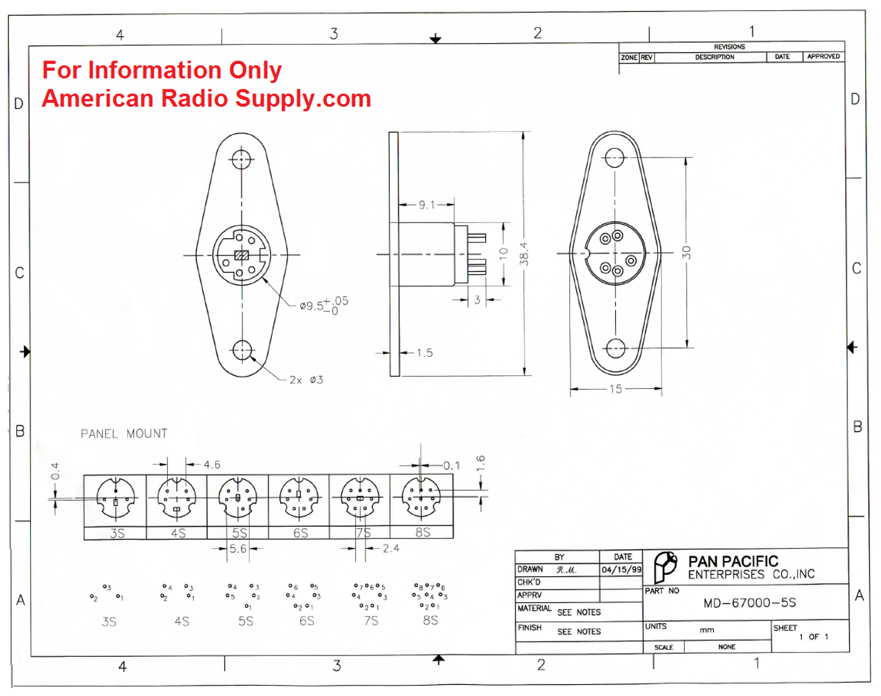 MD-67000-3S - 3-Pin Chassis Mount Mini DIN Socket