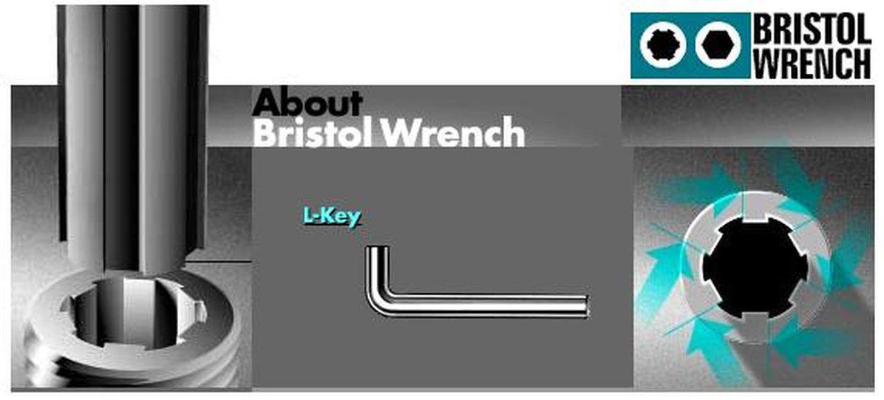 S-076-4 - Bristol Spline L-Key Wrench - 4 Flute - Short Arm