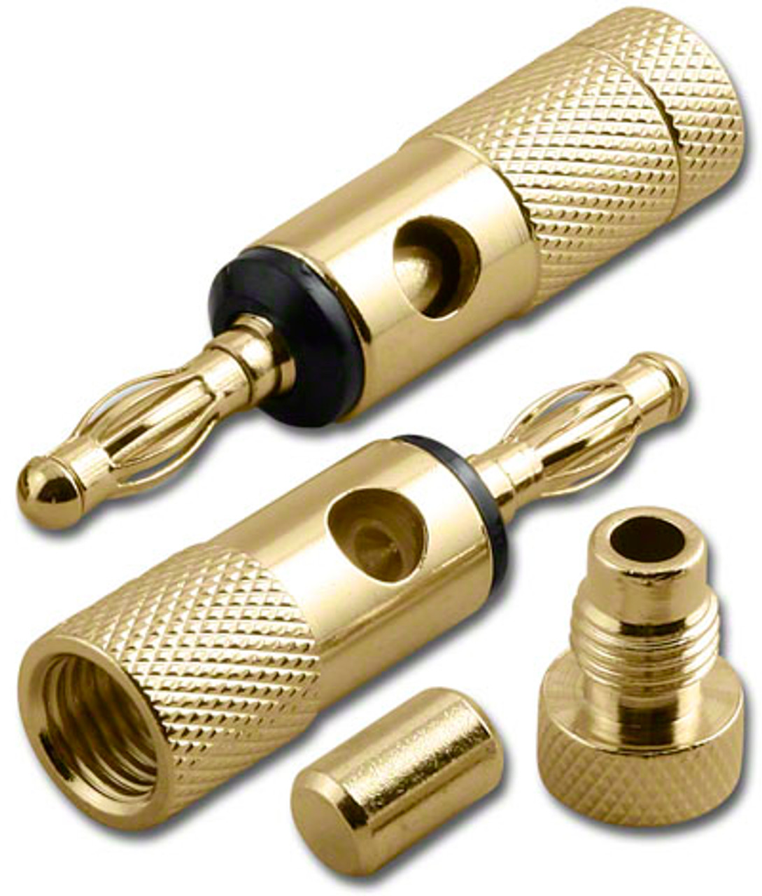 BLACK - Screw Type Banana Plug - Slip Spring Contact - Gold Plated